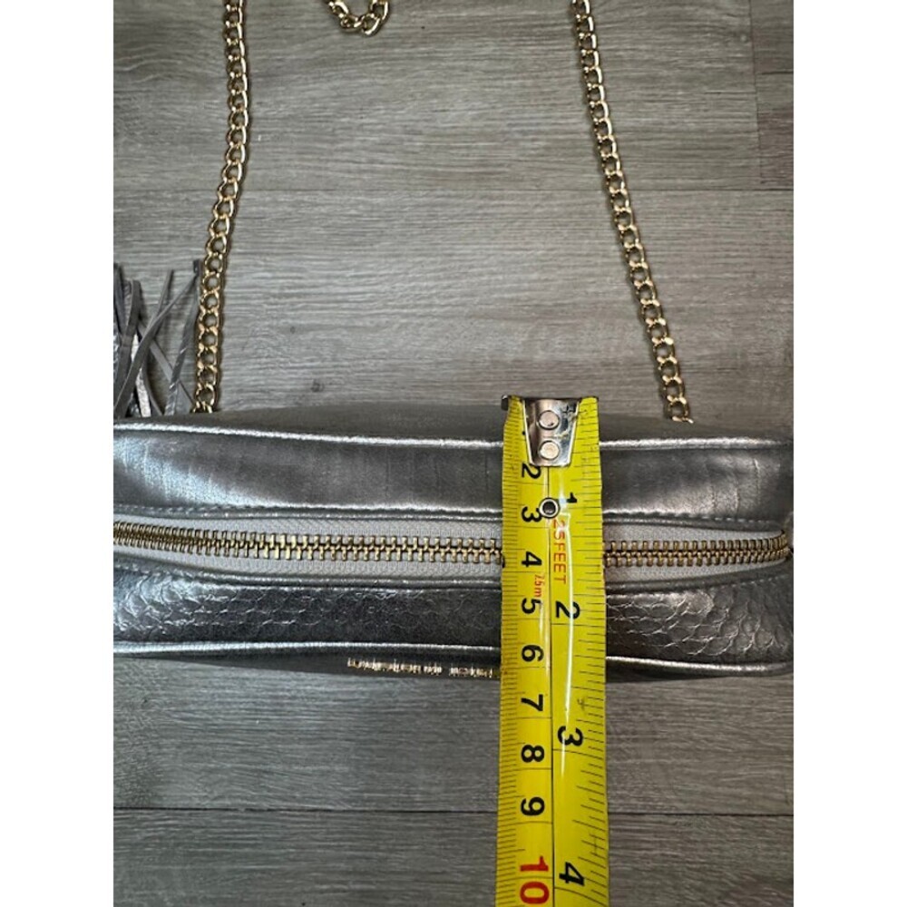 Silver Metallic Snake Embossed Crossbody Bag Chain Strap Tassel Purse Shoulder - Picture 7 of 7